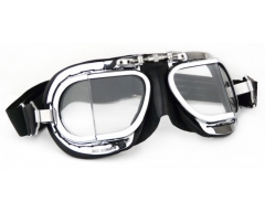 Halcyon Goggles Mk9 Deluxe Leather Chrome Frame (Split Lens)